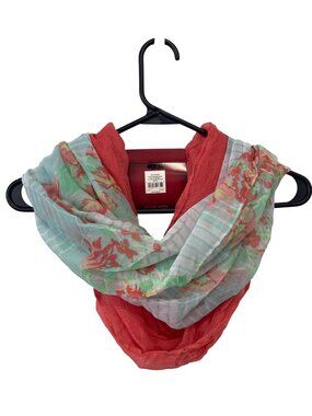 Faded Glory Infinity Scarf One Size 2 Pack Coral Blue Floral Multi Way Wear NEW